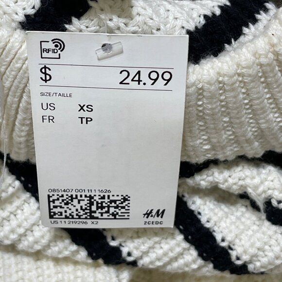 New H & M Knit Sweater Gold Buttons Mock Neck XS Extra Small - Picture 6 of 8